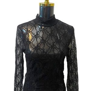 Black Lace Long Sleeve Top